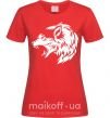 Женская футболка Angry wolf ч/б принт Красный фото