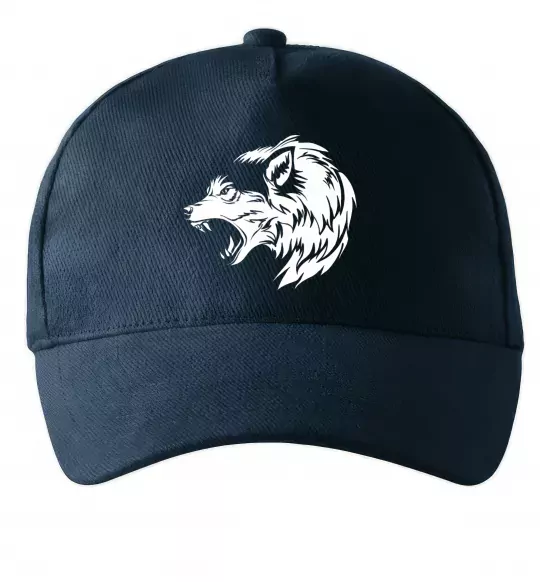 Кепка Angry wolf ч/б принт Темно-синий фото