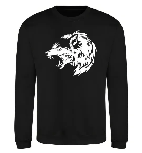 Світшот Angry wolf ч/б принт Чорний фото