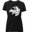 Жіноча преміум футболка Angry wolf ч/б принт Чорний фото