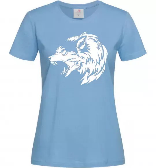 Жіноча футболка Angry wolf ч/б принт Блакитний фото