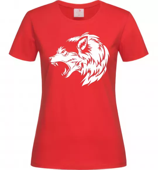 Жіноча футболка Angry wolf ч/б принт Червоний фото