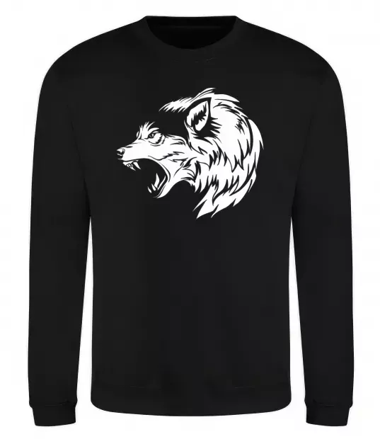 Світшот Angry wolf ч/б принт Чорний фото