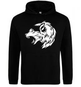 Чоловіча толстовка (худі) Angry wolf ч/б принт