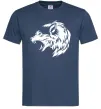 Мужская футболка Angry wolf ч/б принт Темно-синий Мужская футболка Angry wolf ч/б принт Темно-синий фото
