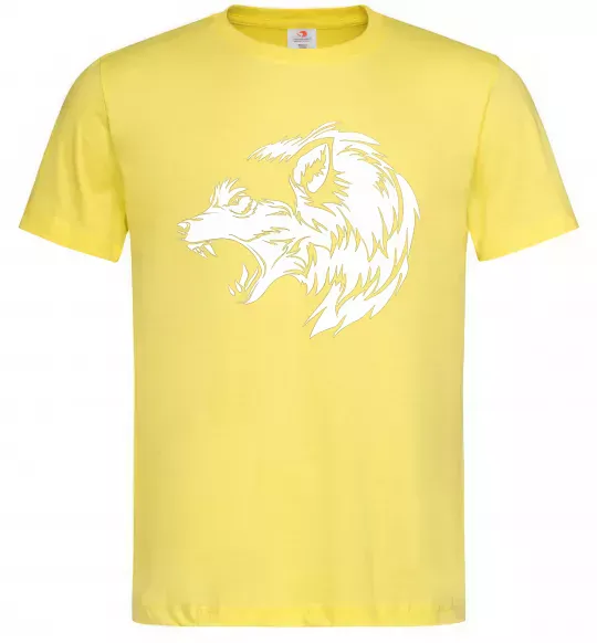Мужская футболка Angry wolf ч/б принт Лимонный фото