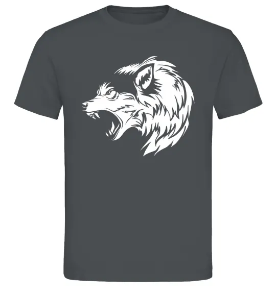 Мужская футболка Angry wolf ч/б принт Графит фото