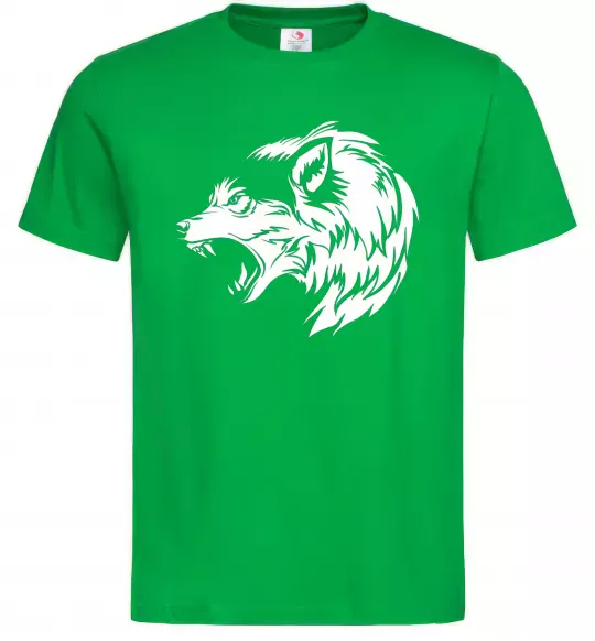 Мужская футболка Angry wolf ч/б принт Зеленый фото