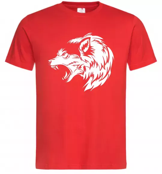 Мужская футболка Angry wolf ч/б принт Красный фото