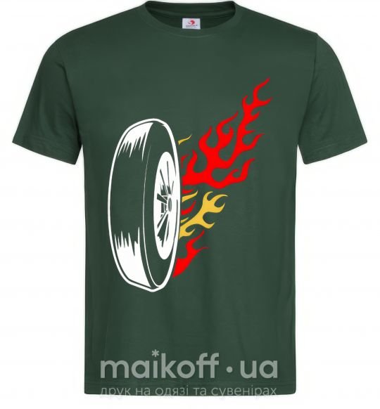 Мужская футболка Fire wheel Темно-зеленый фото