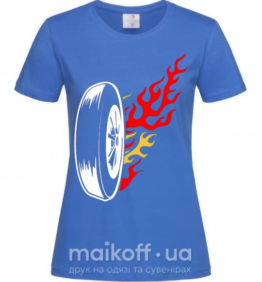 Жіноча футболка Fire wheel Яскраво-синій фото