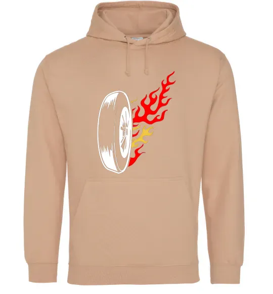 Чоловіча толстовка (худі) Fire wheel Пісочний фото