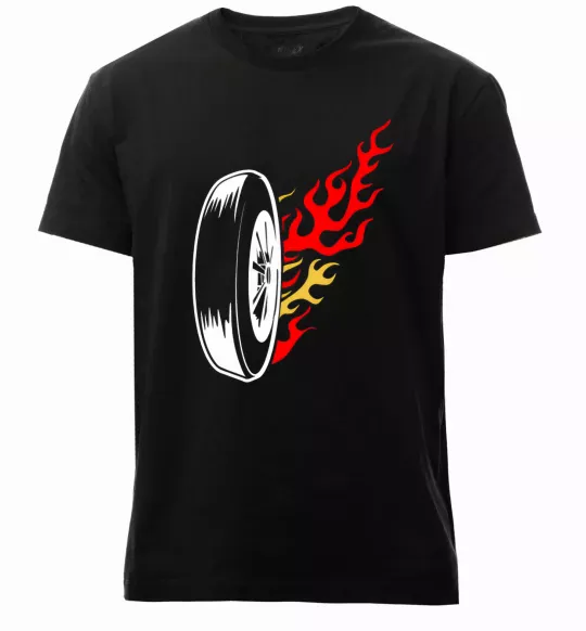 Чоловіча преміум футболка Fire wheel Чорний фото