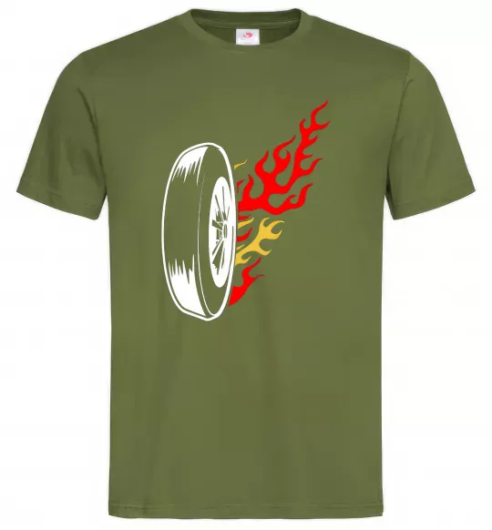 Чоловіча футболка Fire wheel Оливковий фото