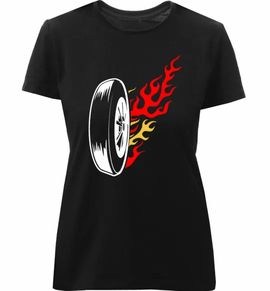 Жіноча преміум футболка Fire wheel Чорний фото
