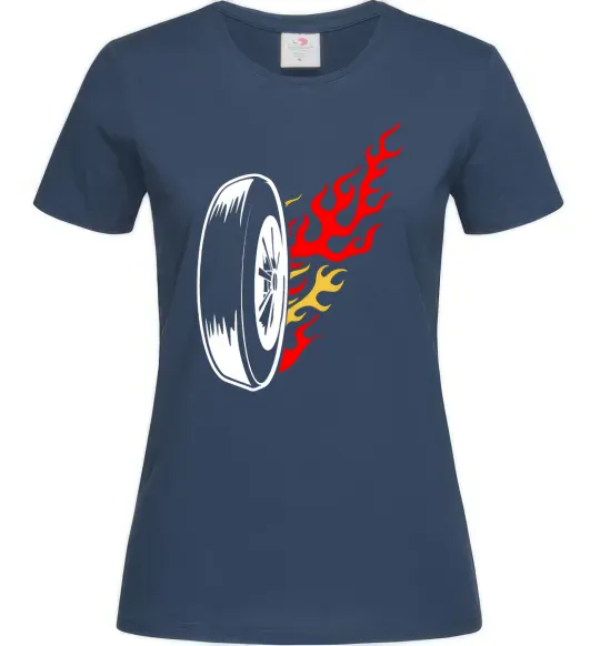 Жіноча футболка Fire wheel Темно-синій фото