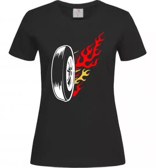 Жіноча футболка Fire wheel Чорний фото