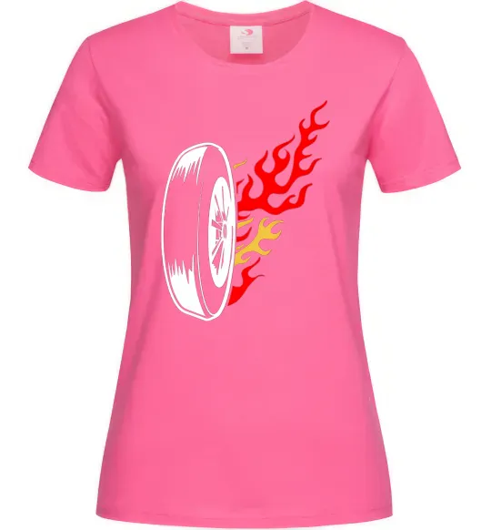 Жіноча футболка Fire wheel Яскраво-рожевий фото