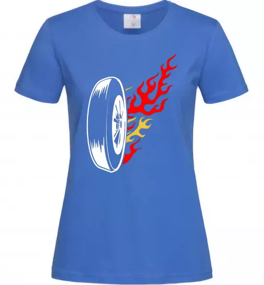 Жіноча футболка Fire wheel Яскраво-синій фото