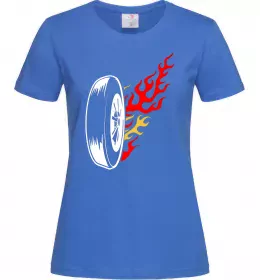Жіноча футболка Fire wheel Яскраво-синій фото