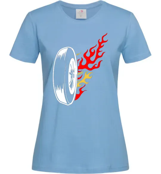 Жіноча футболка Fire wheel Блакитний фото