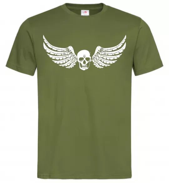 Чоловіча футболка Череп крылья Оливковий фото