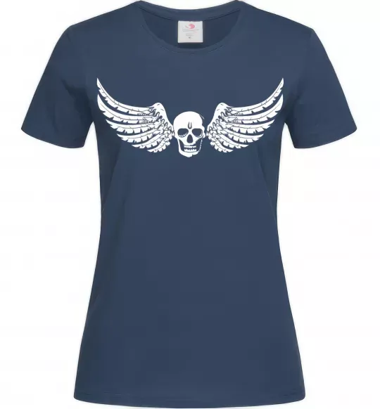 Жіноча футболка Череп крылья Темно-синій фото