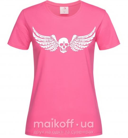 Женская футболка Череп крылья Ярко-розовый фото