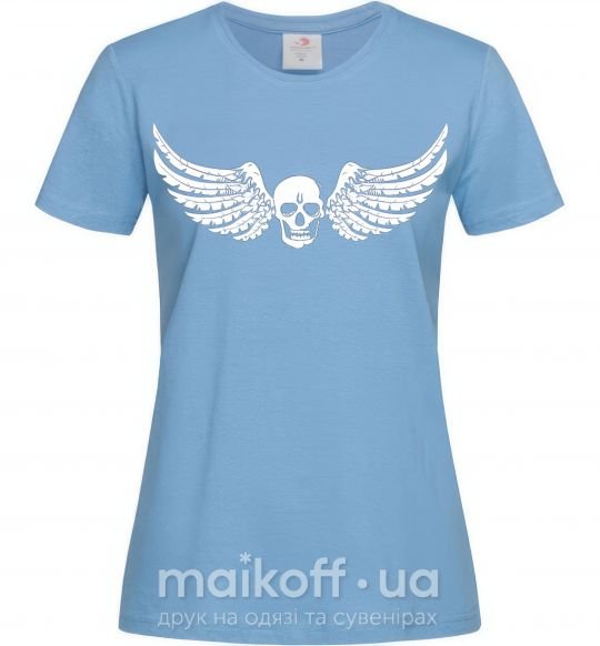 Женская футболка Череп крылья Голубой фото