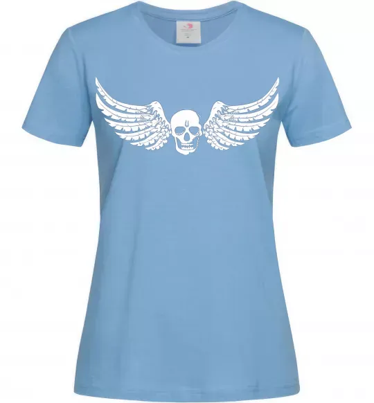 Жіноча футболка Череп крылья Блакитний фото