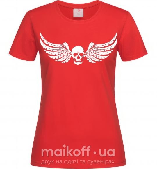 Женская футболка Череп крылья Красный фото