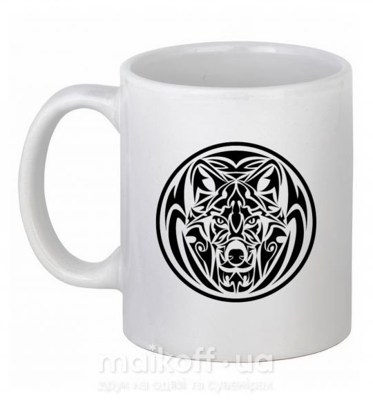 Чашка керамическая Эмблема волк Белый фото