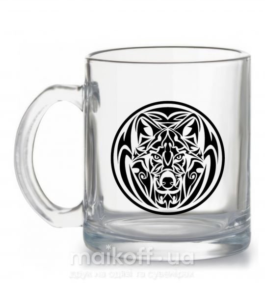 Чашка стеклянная Эмблема волк Прозрачный фото