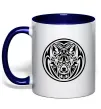 Чашка з кольоровою ручкою Емблема вовк Глибокий темно-синій Чашка з кольоровою ручкою Емблема вовк Глибокий темно-синій фото