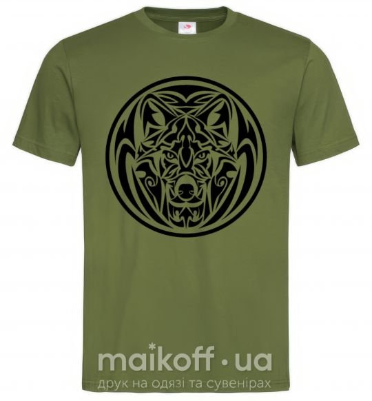 Мужская футболка Эмблема волк Оливковый фото