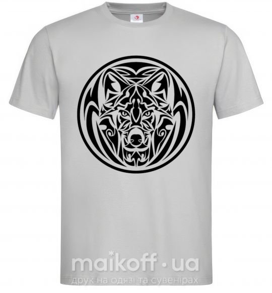 Мужская футболка Эмблема волк Серый фото