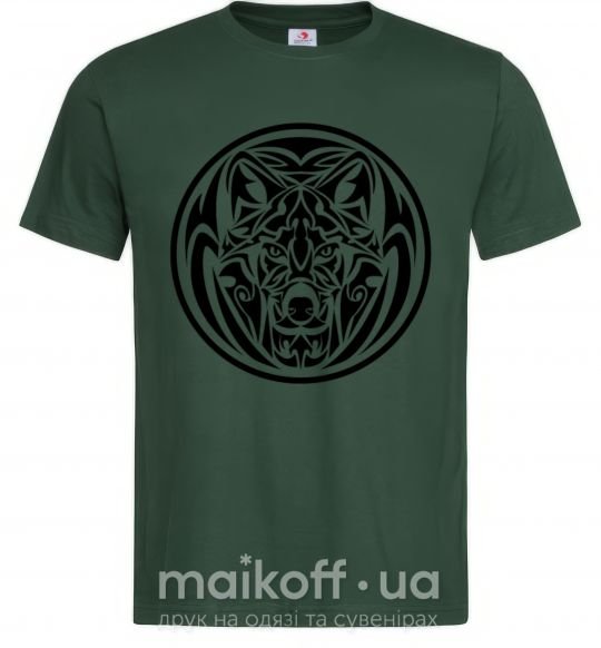 Чоловіча футболка Эмблема волк Темно-зелений фото