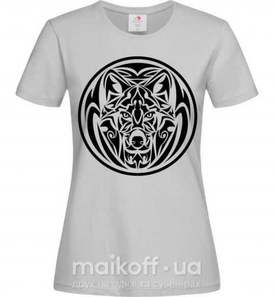 Женская футболка Эмблема волк Серый фото