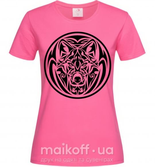Жіноча футболка Эмблема волк Яскраво-рожевий фото