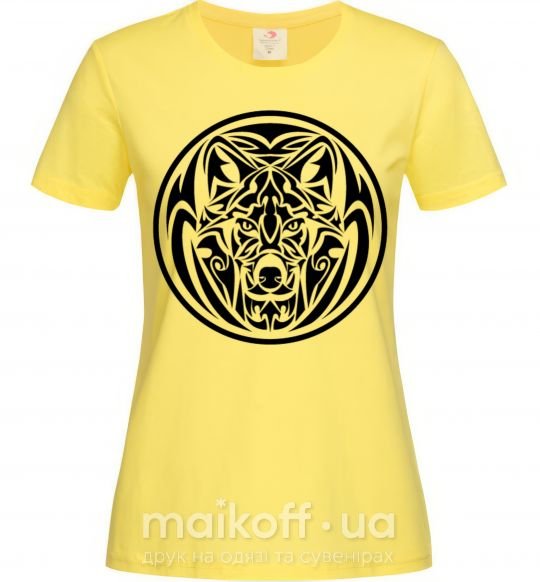 Женская футболка Эмблема волк Лимонный фото