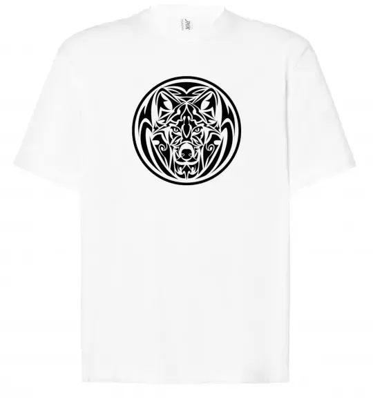 Футболка Оверсайз Емблема вовк Белый фото
