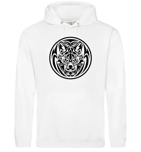 Мужская толстовка (худи) Емблема вовк Белый фото