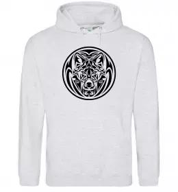 Мужская толстовка (худи) Angry wolf ч/б принт Черный фото