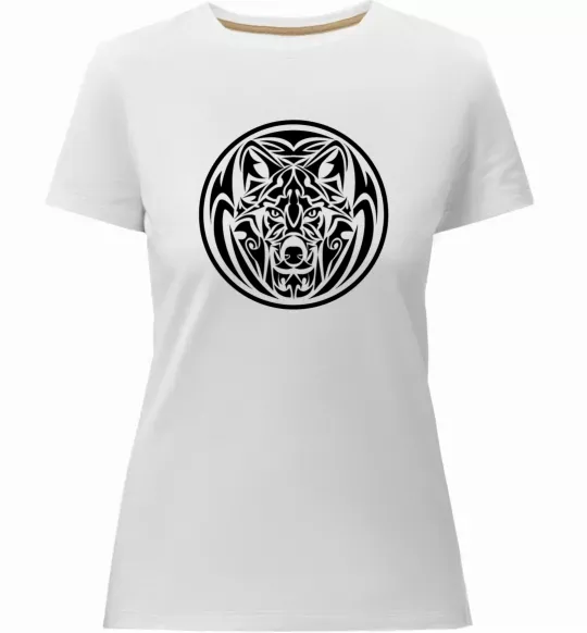 Женская премиум футболка Емблема вовк Белый фото
