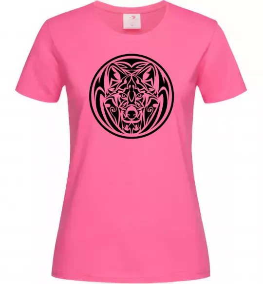 Жіноча футболка Емблема вовк Яскраво-рожевий фото