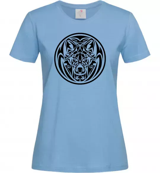 Жіноча футболка Емблема вовк Блакитний фото