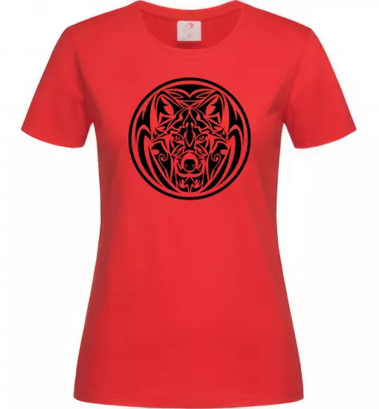 Жіноча футболка Емблема вовк Червоний фото