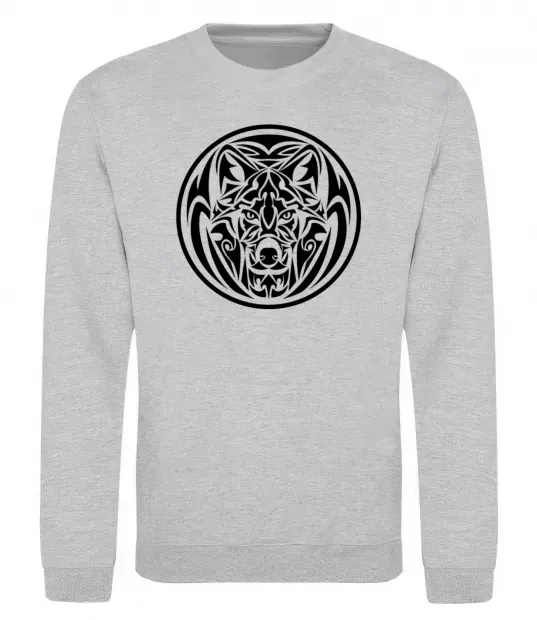 Свитшот Емблема вовк Серый меланж фото