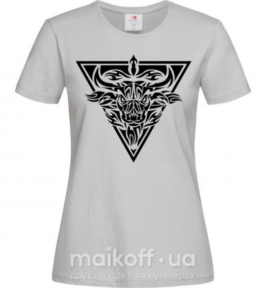 Женская футболка Эмблема бык Серый фото