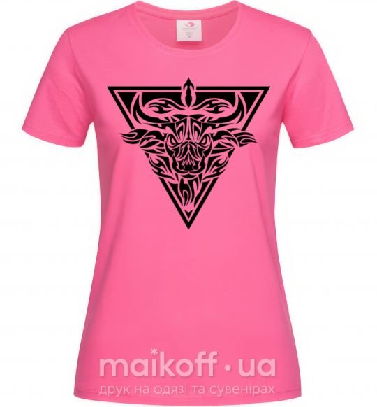 Жіноча футболка Эмблема бык Яскраво-рожевий фото